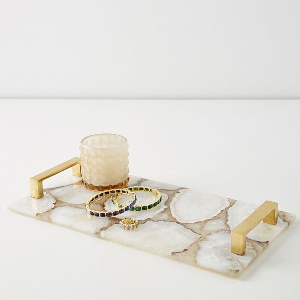 Anthropologie Agate Decorative Tray with Handles